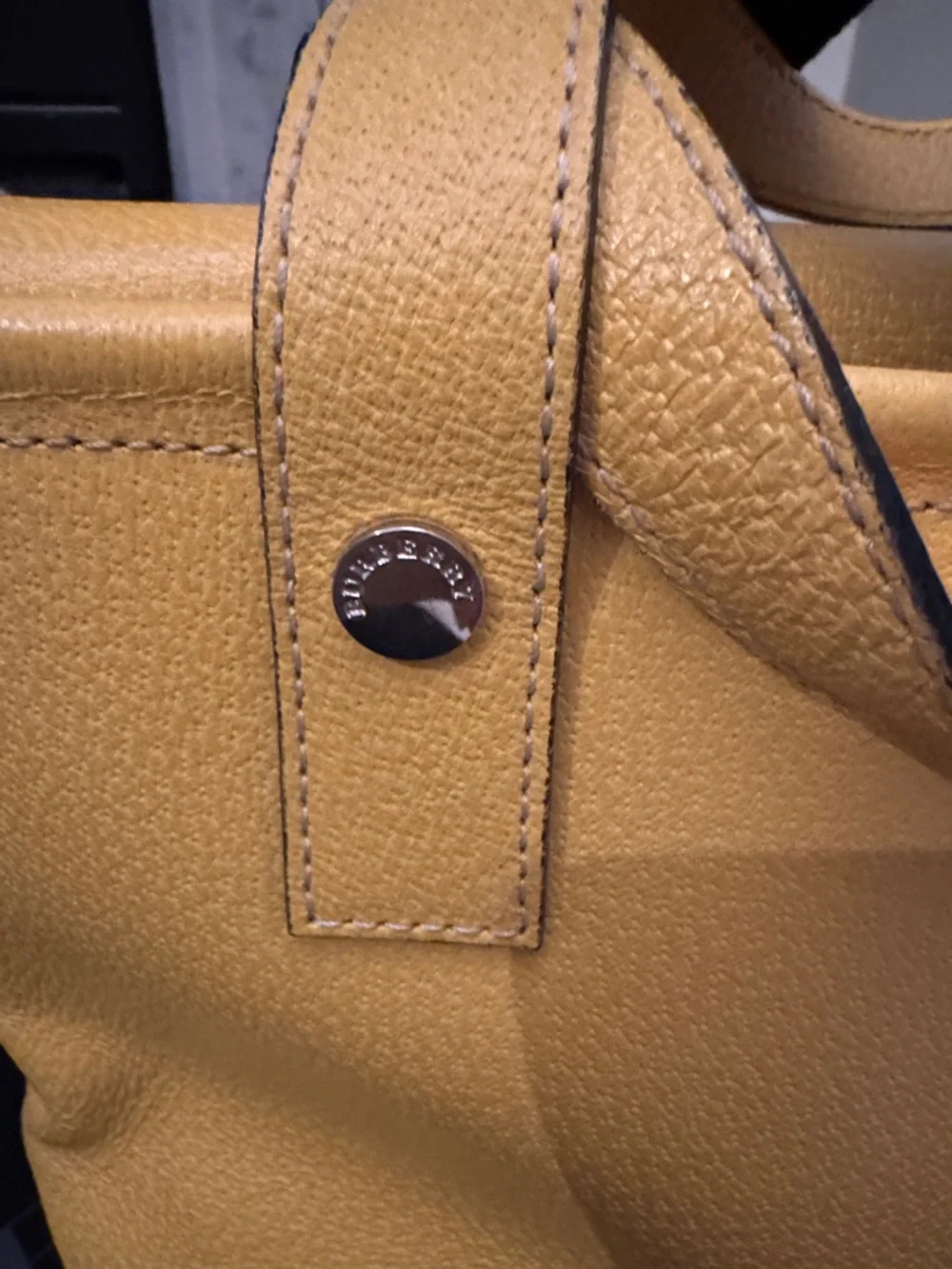 Burberry Yellow Pebbled Leather Mini Bag with Striped Strap - Picture 2 of 13